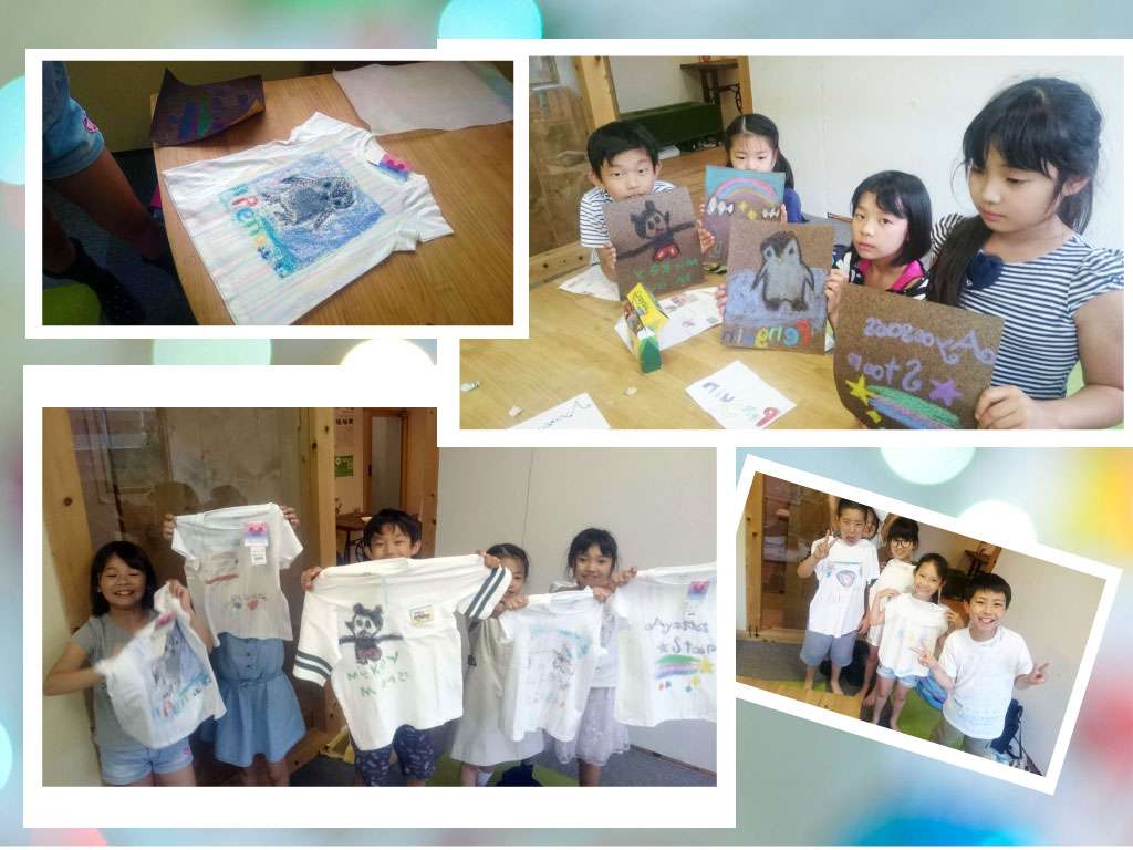 クレヨン・プリント・Tシャツ作り